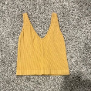 Golden Yellow Ribbed Crop Tank Top
